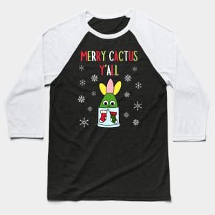 Merry Cactus Y'all - Hybrid Cactus In Christmas Themed Pot Baseball T-Shirt